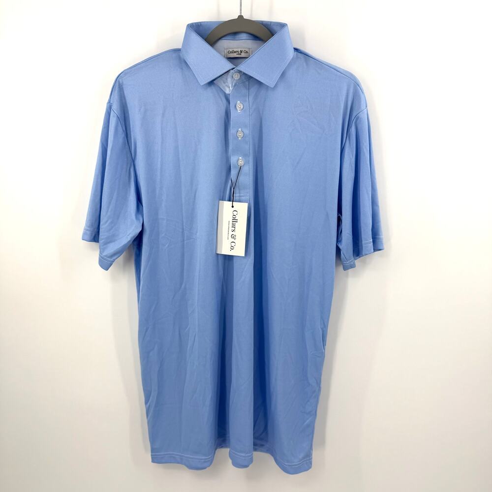 Collars & Co Blue Herringbone Dress Collar Polo Size L - Picture 2 of 6